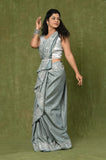 Green Cut Work Semi Tussar Saree