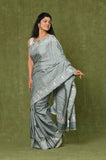 Green Cut Work Semi Tussar Saree