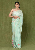 Green Dola Silk Embroidered Saree