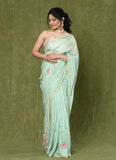 Green Dola Silk Embroidered Saree