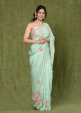 Green Dola Silk Embroidered Saree