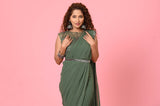 Green Georgette Drape Designer Saree