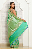 Green Handwoven Katan Silk Banarasi Saree With Jaal Border