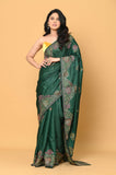 Green Katha Work Semi Tussar Saree