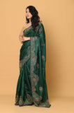 Green Katha Work Semi Tussar Saree