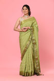 Green Moonga Silk Lehariya Designer Saree