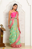 Green Multicolour Booti Cotton Banarasi Saree