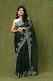 Green Organza Embroidered Designer Saree