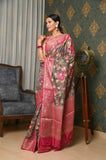 Green Printed Chanderi Saree