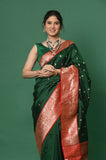 Green Pure Katan Silk Handloom Banarasi Saree