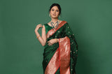 Green Pure Katan Silk Handloom Banarasi Saree