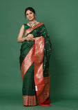 Green Pure Katan Silk Handloom Banarasi Saree