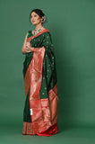 Green Pure Katan Silk Handloom Banarasi Saree