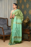 Green Pure Tussar Ghicha Printed Saree