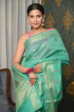 Green Zari Border Cotton Silk Banarasi Saree