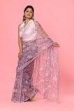 Lavendar Organza Embroidered Designer Saree