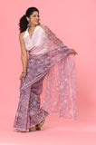 Lavendar Organza Embroidered Designer Saree