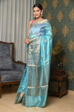 Light Blue Meena Border Chinia Silk Banarasi Saree