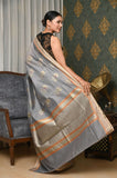 Light Gray Cotton Silk Banarasi Saree