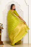 Light Green Meena Border Chinia Silk Banarasi Saree