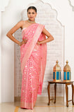 Light Pink Jaal Banarasi Saree