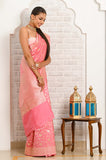 Light Pink Jaal Banarasi Saree