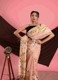 Light Pink Pure Silk HandPainted Saree