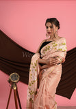 Light Pink Pure Silk HandPainted Saree