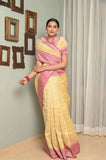 Light Yellow Kora Silk Saree