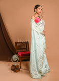 Light blue Uppada Silk Jarkan Moti with Peacock Saree