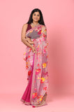 Magenta Brasso Burn Knot Designer Saree