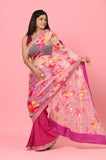 Magenta Brasso Burn Knot Designer Saree