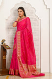 Magenta Cotton Silk Saree With Resham Booti