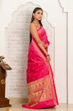 Magenta Cotton Silk Saree With Resham Booti