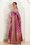 Magenta Diagonal Booti Soft Silk Banarasi Saree