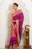 Magenta Soft Silk Banarasi Saree With Jaal Border