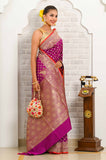 Magenta Soft Silk Banarasi Saree With Jaal Border