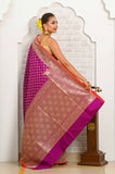 Magenta Soft Silk Banarasi Saree With Jaal Border