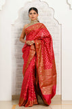 Maroon Antique Zari Dupion Silk Banarasi Saree