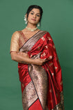 Maroon Pure Katan Silk Handloom Banarasi Saree