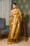 Mehandi Cotton Silk Banarasi Saree