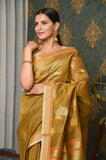 Mehandi Cotton Silk Banarasi Saree