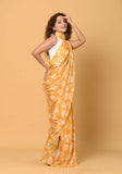 Mustard Chinon Saree