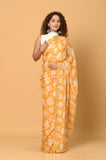 Mustard Chinon Saree