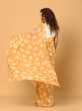 Mustard Chinon Saree