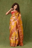 Mustard Tussar Printed Saree