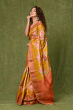 Mustard Tussar Printed Saree