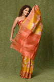 Mustard Tussar Printed Saree