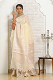 Off-White Banarasi Linen Saree