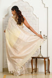 Off-White Banarasi Linen Saree